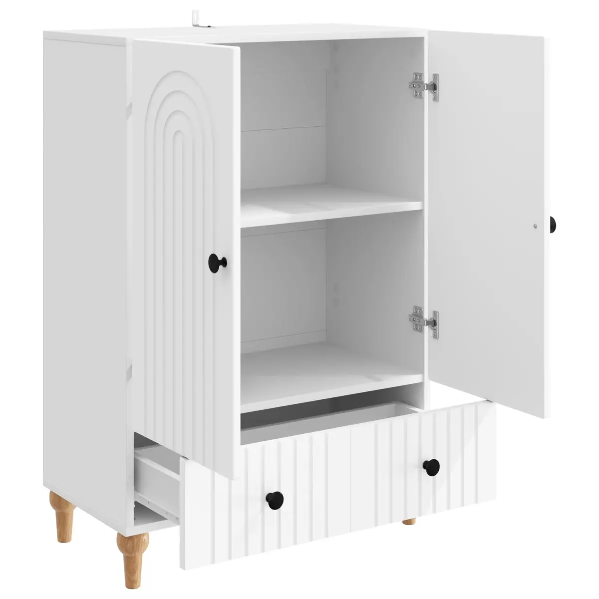 White Sideboard Engineered Wood 66 x 34.5 x 95 cm Modern Storage Cabinet