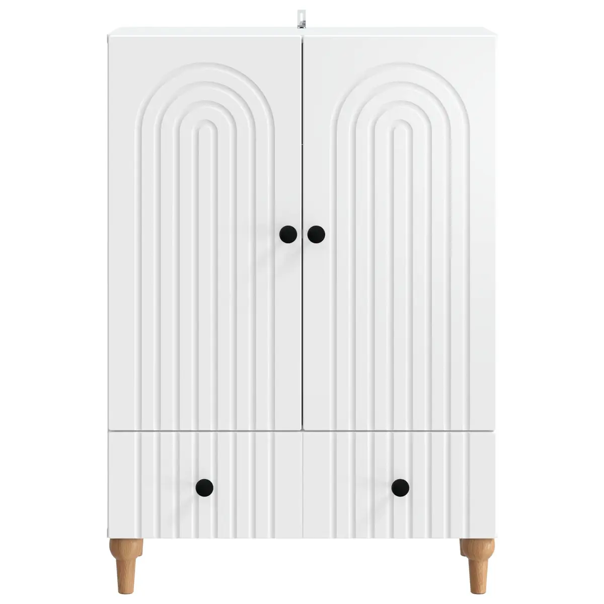 White Sideboard Engineered Wood 66 x 34.5 x 95 cm Modern Storage Cabinet