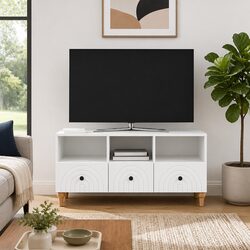 Practical White TV Cabinet Designed for Any Living Room