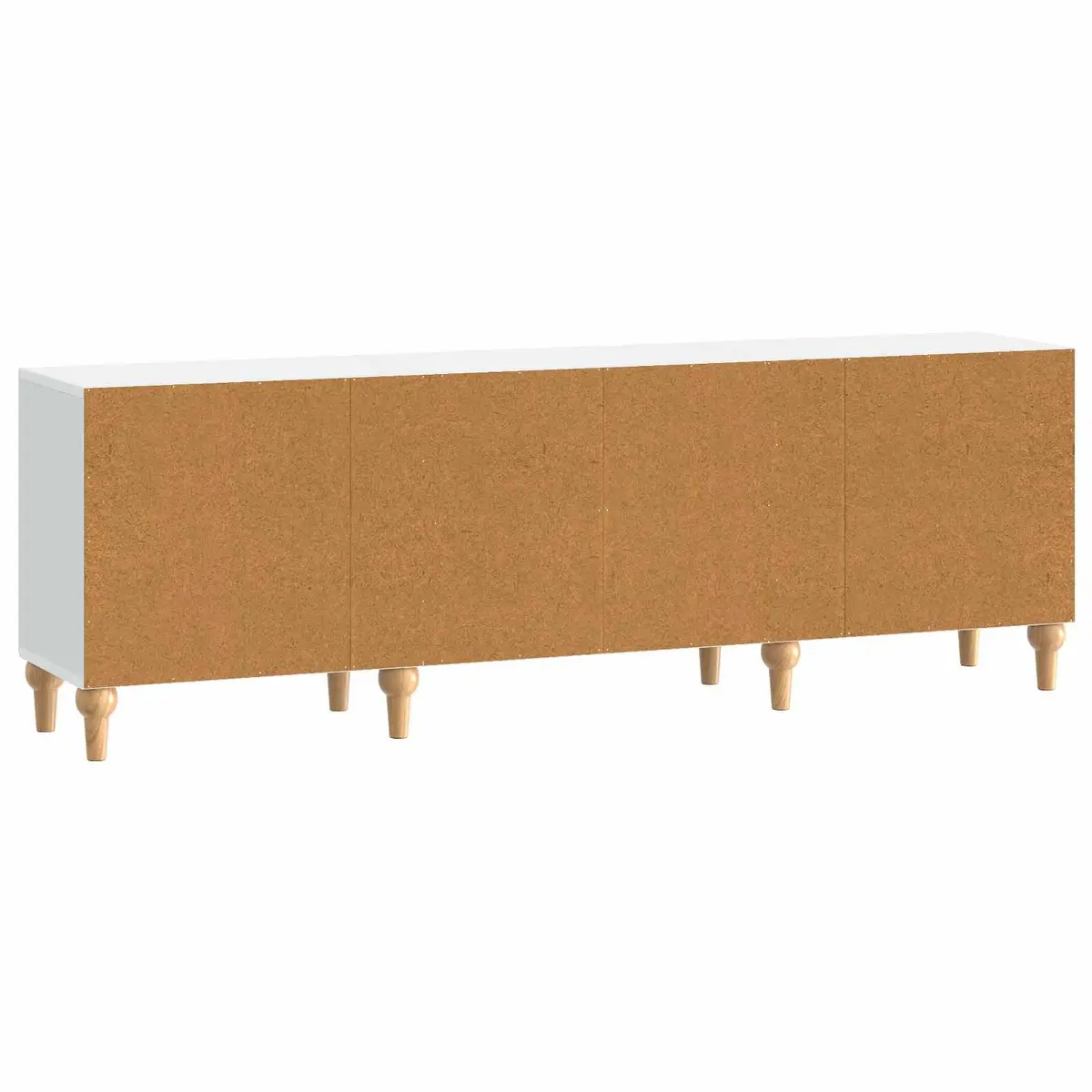 TV Cabinet Engineered Wood White Modern Living Room Storage Unit with Utility Shelves and Swinging Doors 150x31x50cm