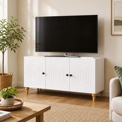 Functional White TV Cabinet for Home Entertainment
