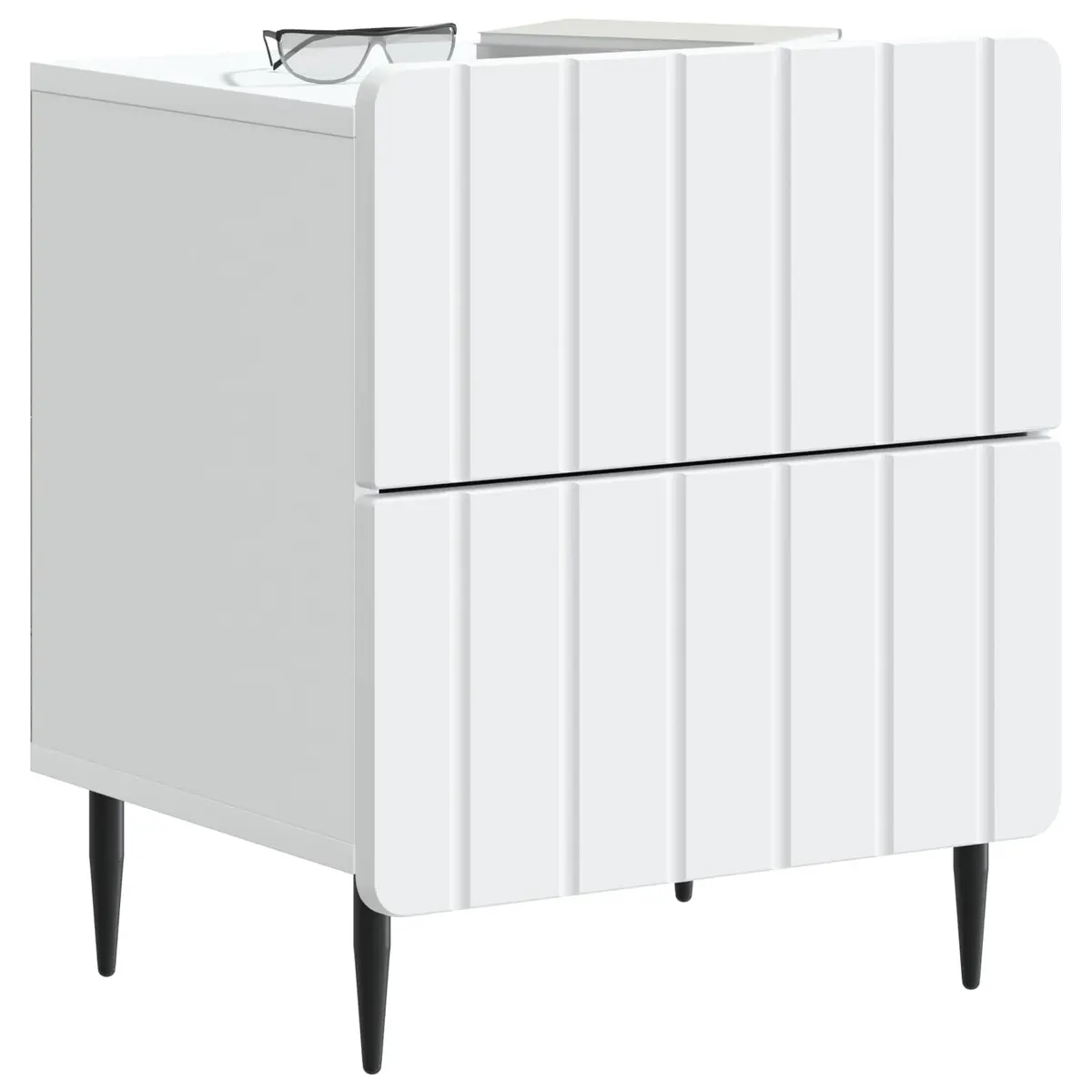 Bedside Cabinet Engineered Wood 43 x 34.5 x 49.5 cm White Modern Nightstand Storage