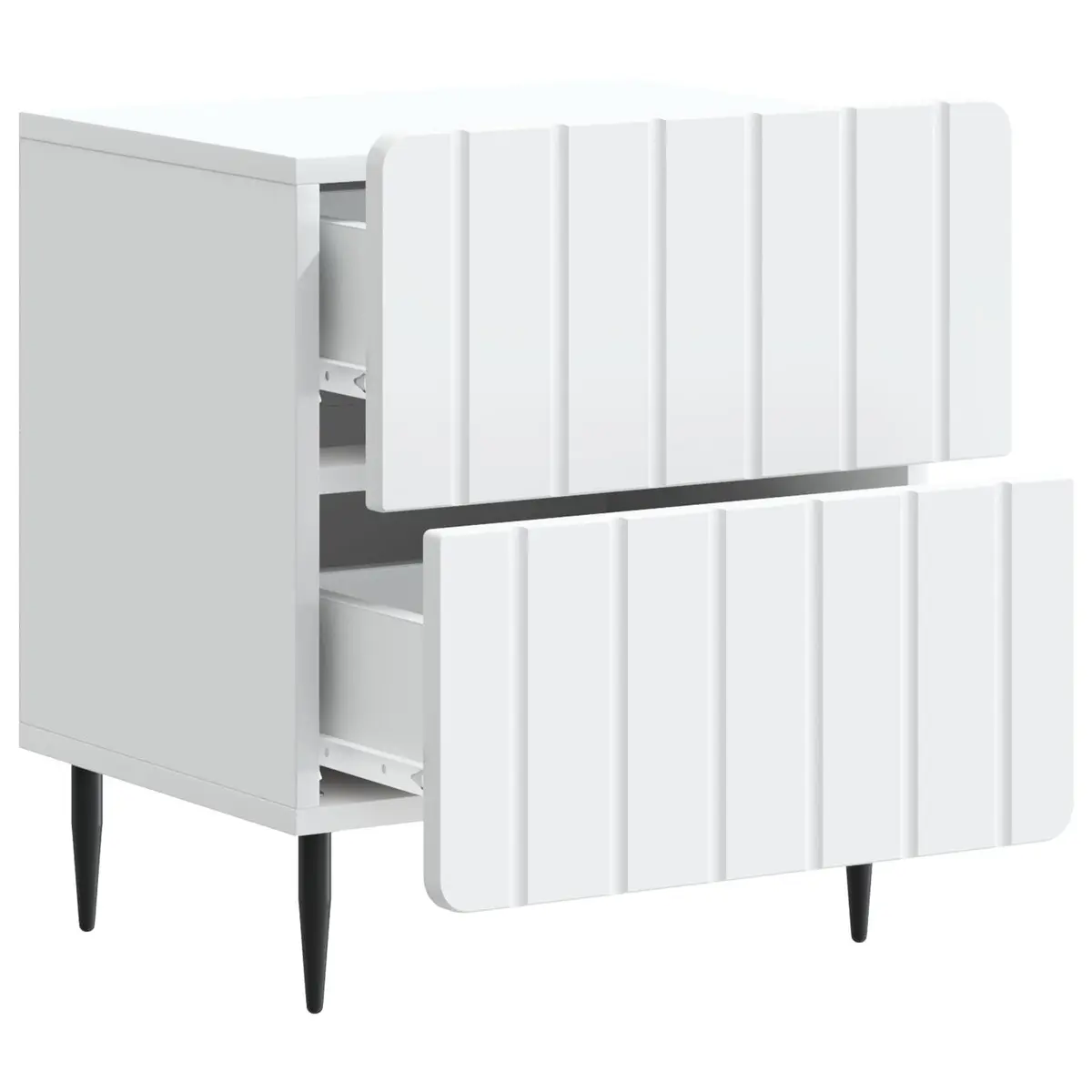 Bedside Cabinet Engineered Wood 43 x 34.5 x 49.5 cm White Modern Nightstand Storage