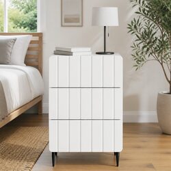 Bedside Cabinet White 43 x 41 x 68 cm Engineered Wood Drawers Storage Table