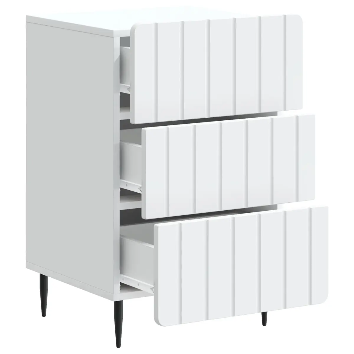 Bedside Cabinet White 43 x 41 x 68 cm Engineered Wood Drawers Storage Table