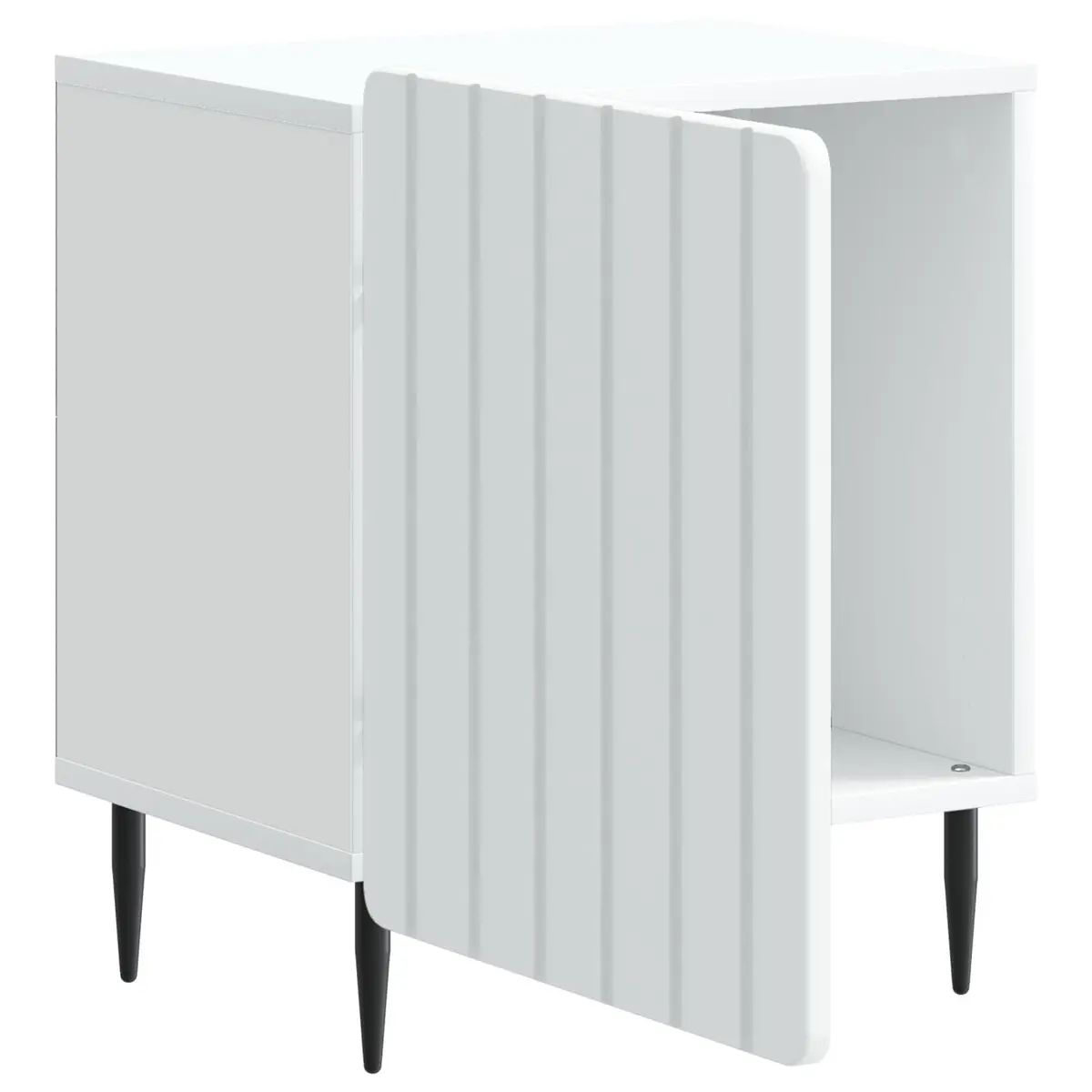 White Bedside Cabinet Engineered Wood 43 x 34.5 x 52 cm Storage Nightstand with Metal Legs