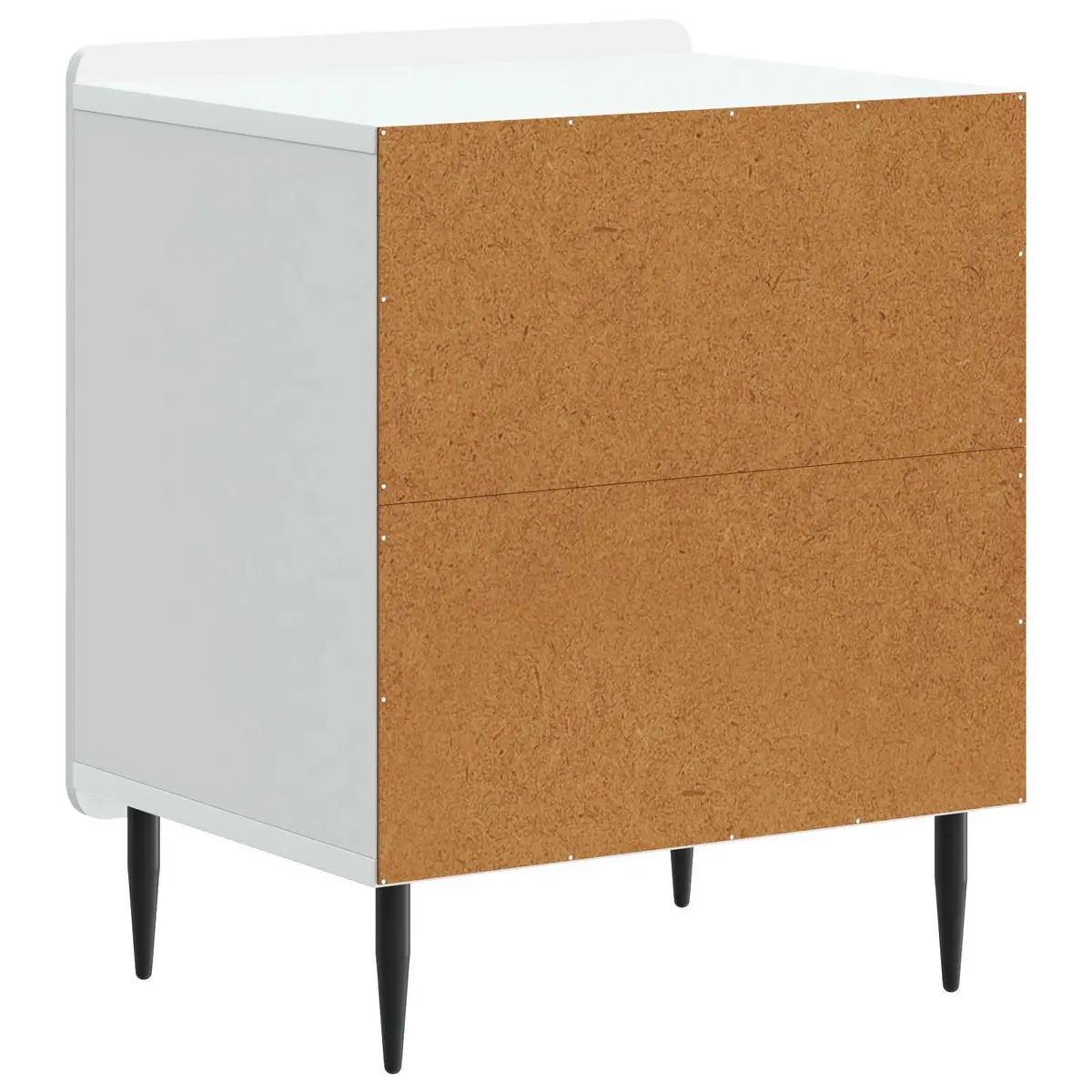White Bedside Cabinet Engineered Wood 43 x 34.5 x 52 cm Storage Nightstand with Metal Legs