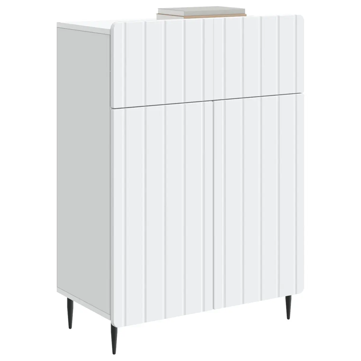 Sideboard Engineered Wood 66 x 34.5 x 92 cm White with Black Iron Legs