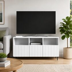 TV Cabinet with Drawer White Engineered Wood Storage Unit Living Room Furniture