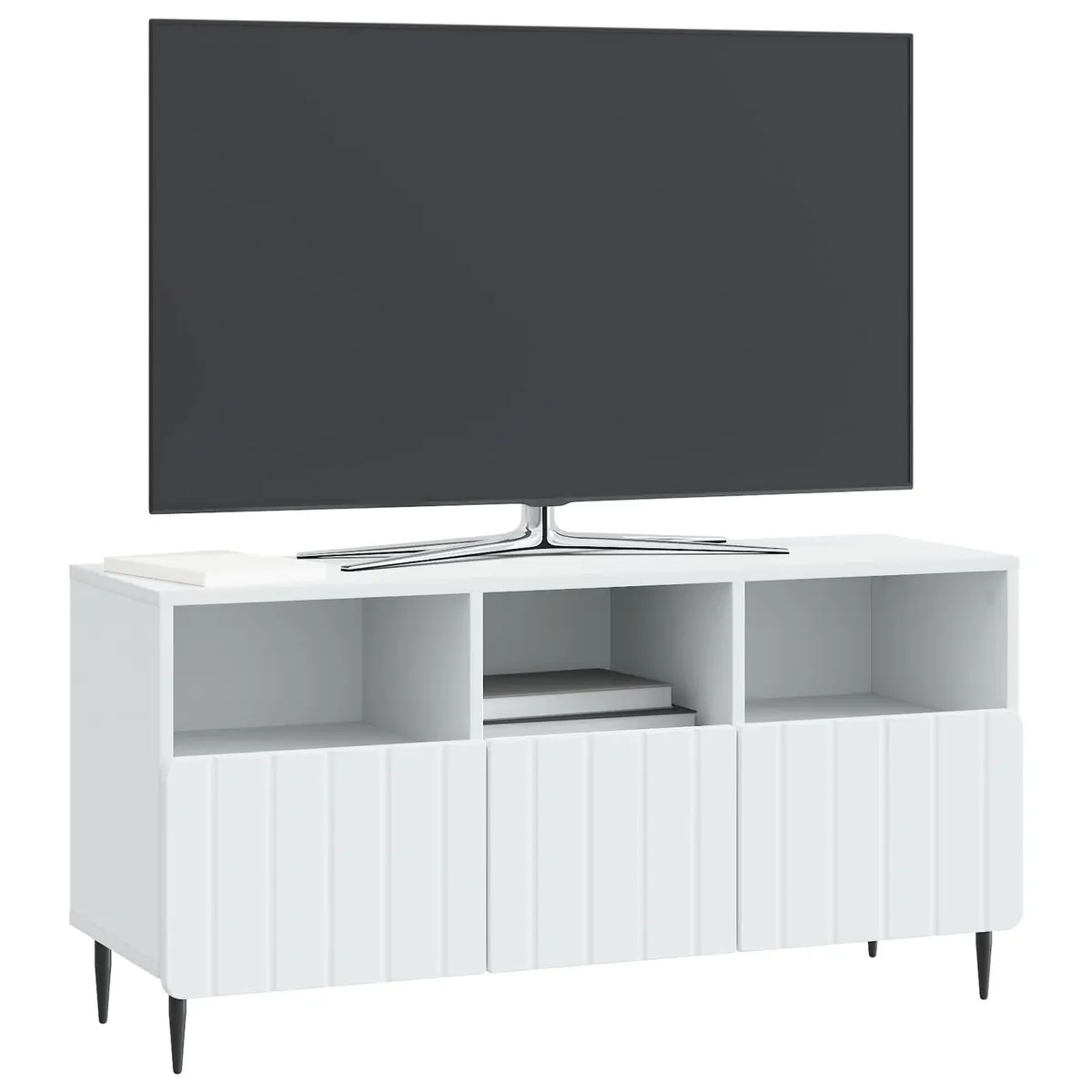 TV Cabinet with Drawer White Engineered Wood Storage Unit Living Room Furniture