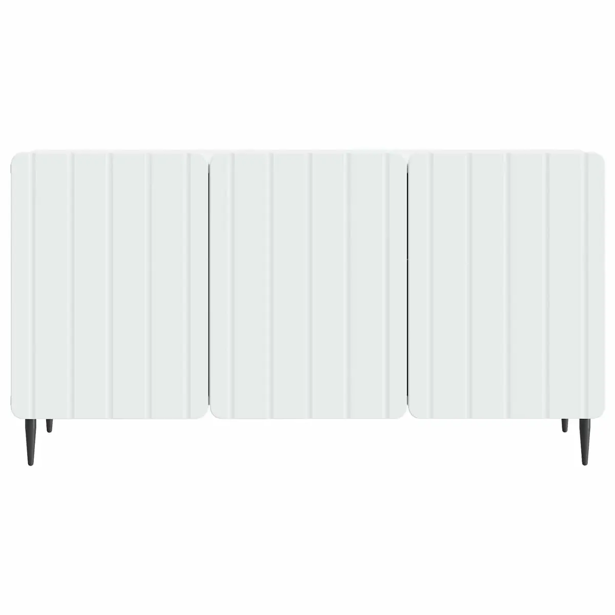 TV Cabinet White Modern Storage Unit Engineered Wood Swing Doors Steel Legs