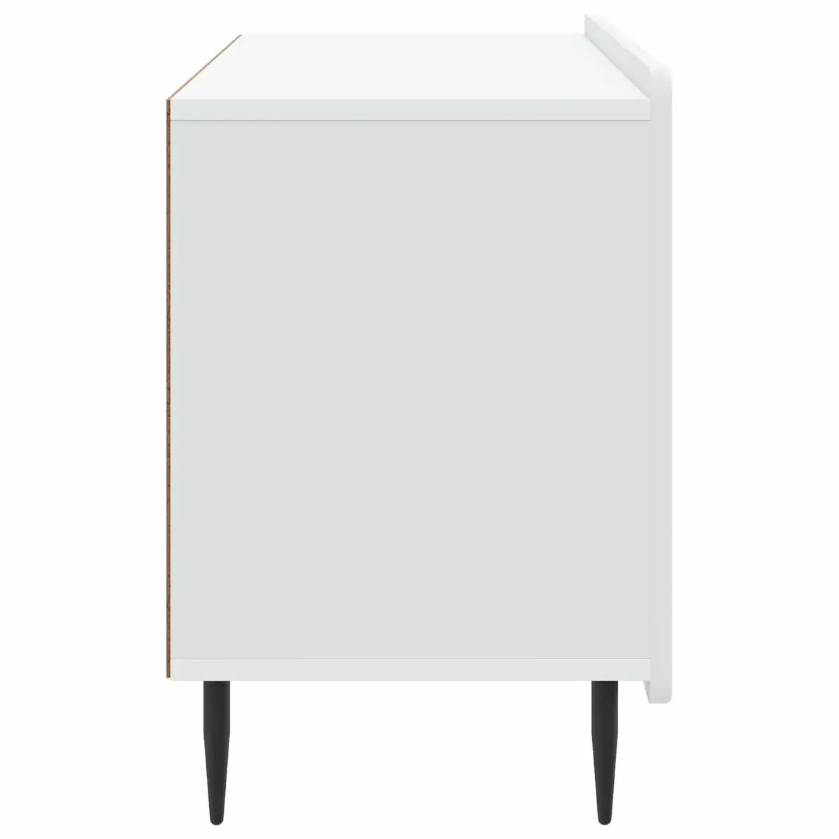 TV Cabinet White Modern Storage Unit Engineered Wood Swing Doors Steel Legs