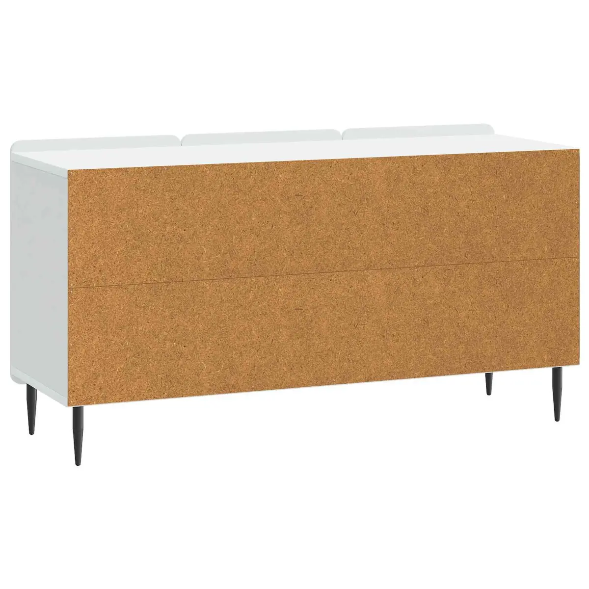 TV Cabinet White Modern Storage Unit Engineered Wood Swing Doors Steel Legs
