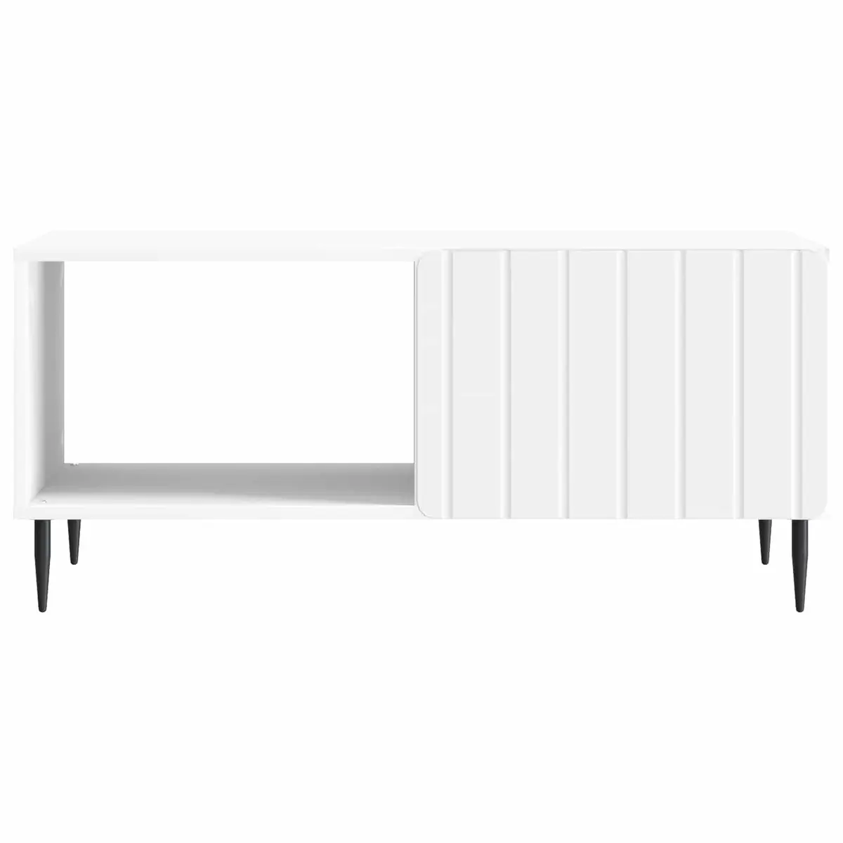 Coffee Table Rectangular White Engineered Wood with Metal Legs Storage Space 90x50x40cm