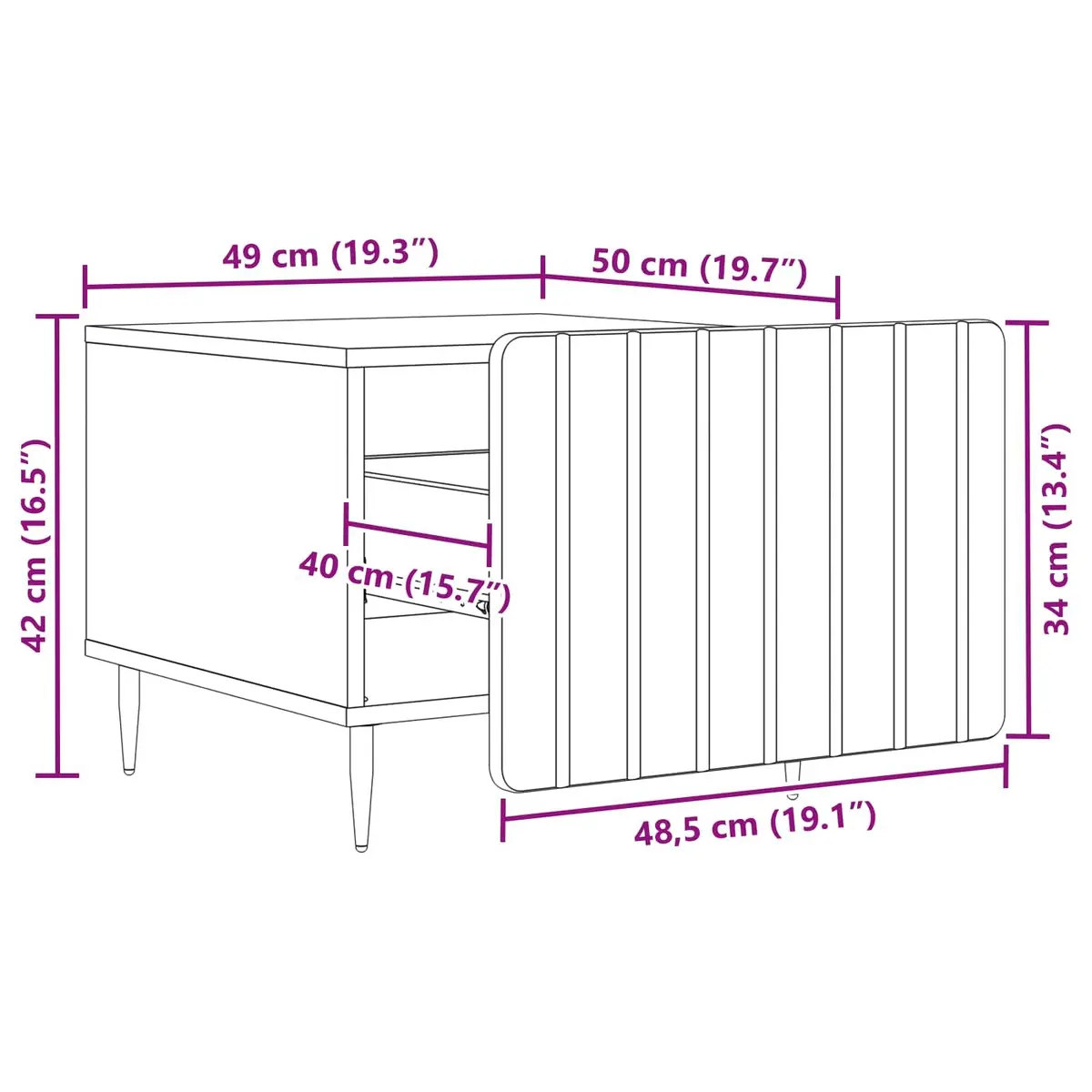 Coffee Table Engineered Wood Dual-Level 49 x 50 x 42 cm White
