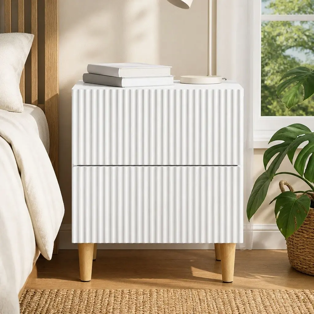 White Nightstand with Two Drawers