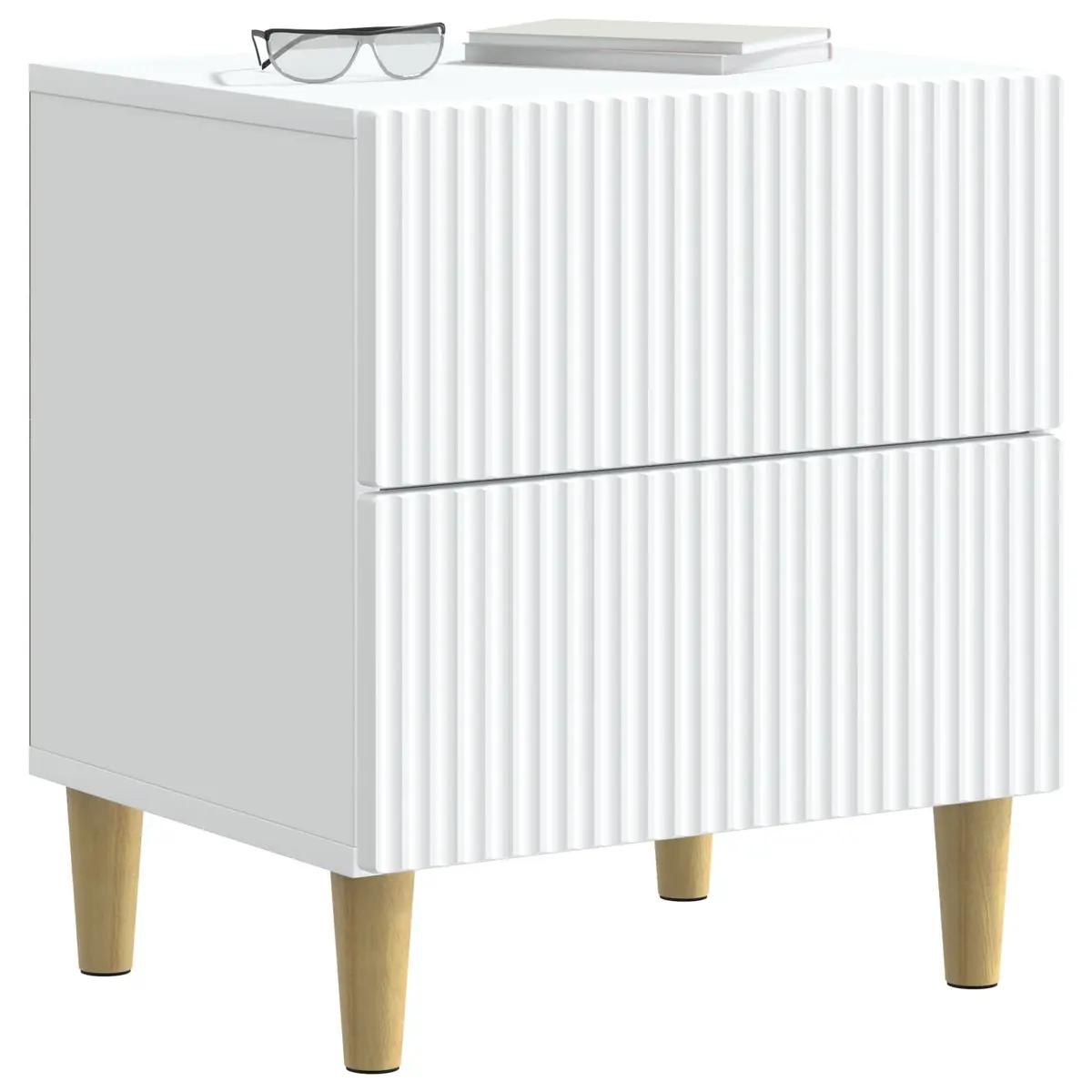 White Nightstand with Two Drawers