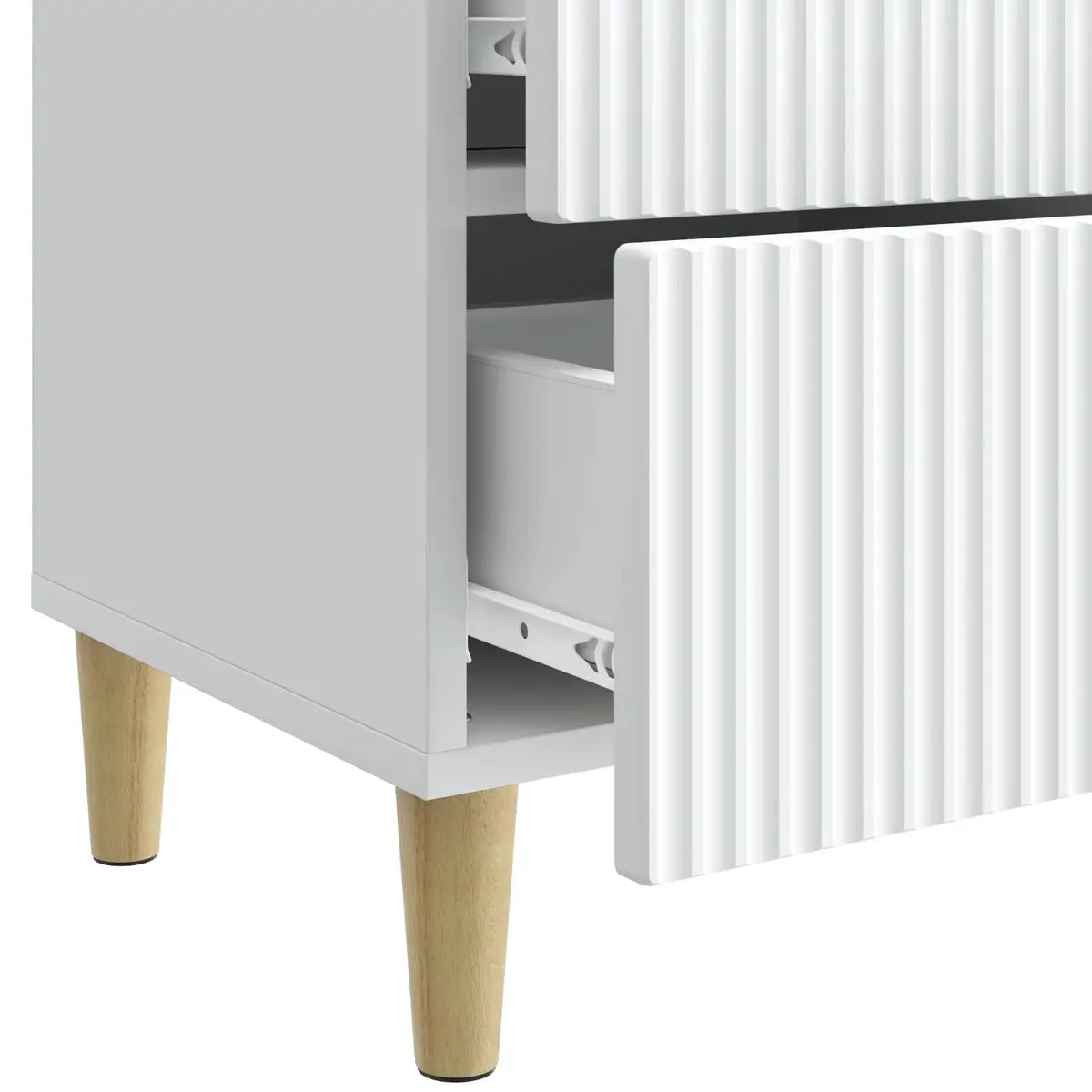 White Nightstand with Two Drawers