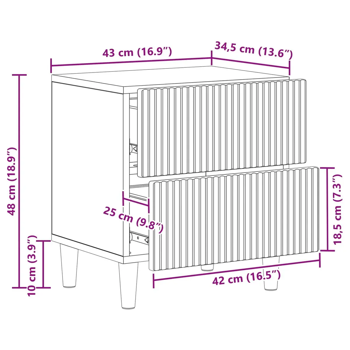White Nightstand with Two Drawers