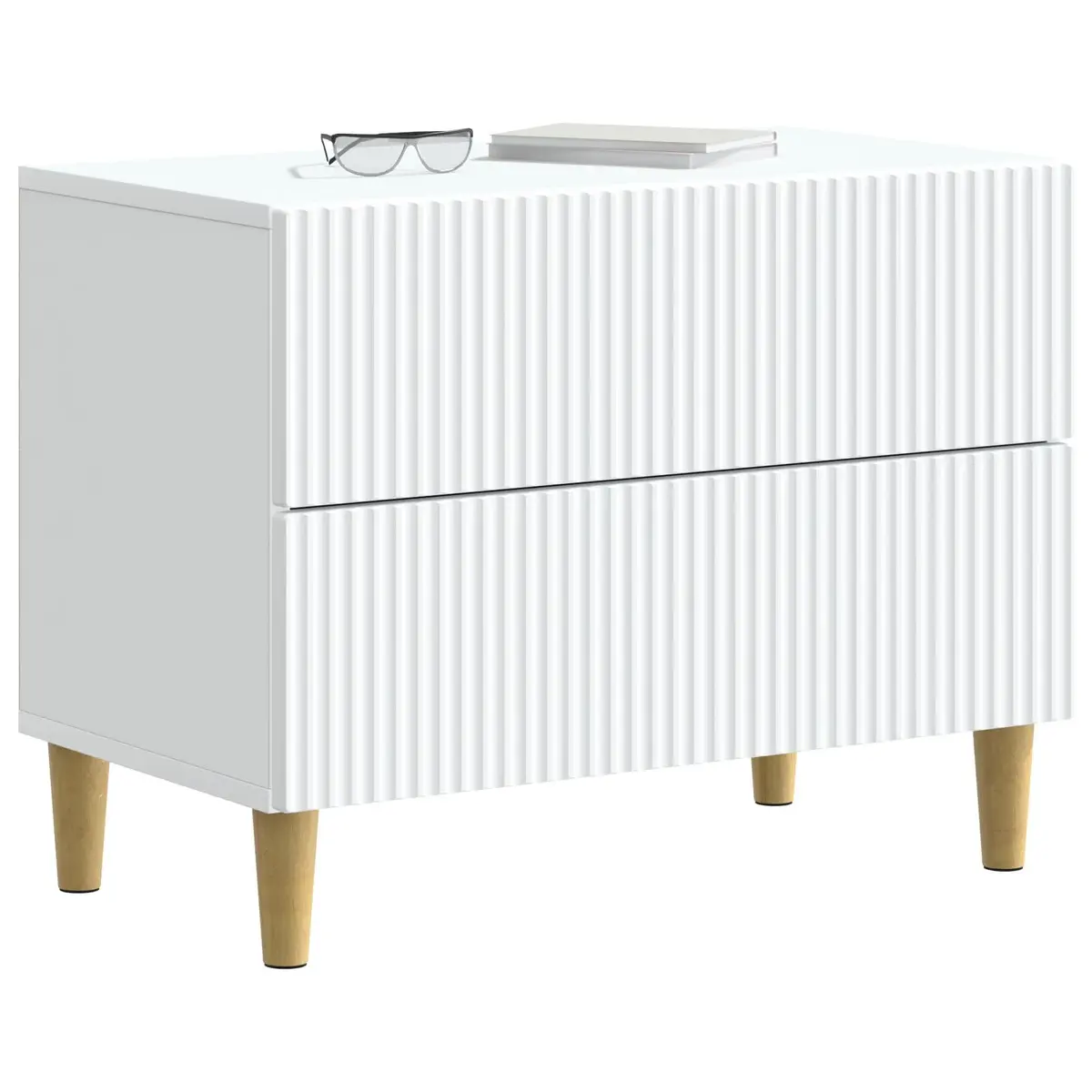 Bedside Table Engineered Wood White 62x34.5x48cm