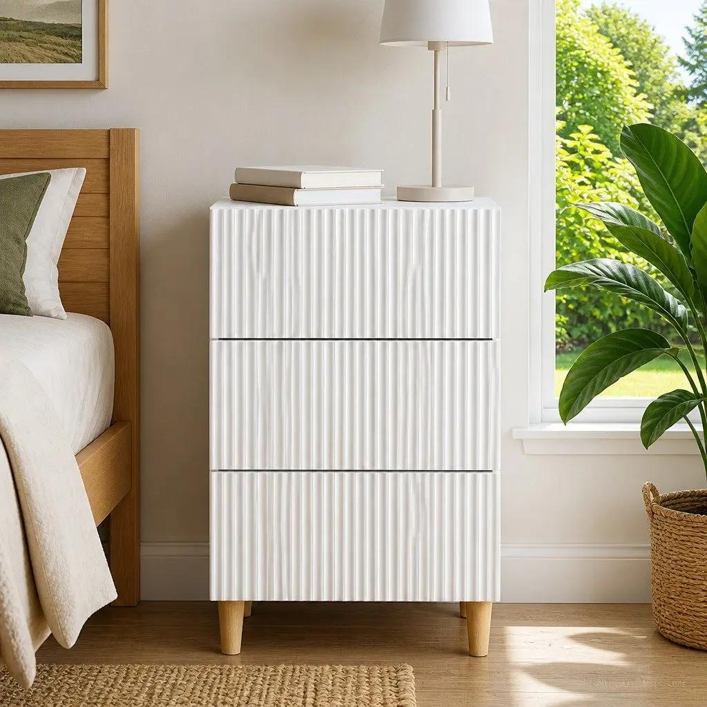 Bedside Cabinet Engineered Wood 43 x 41 x 66.5 cm White