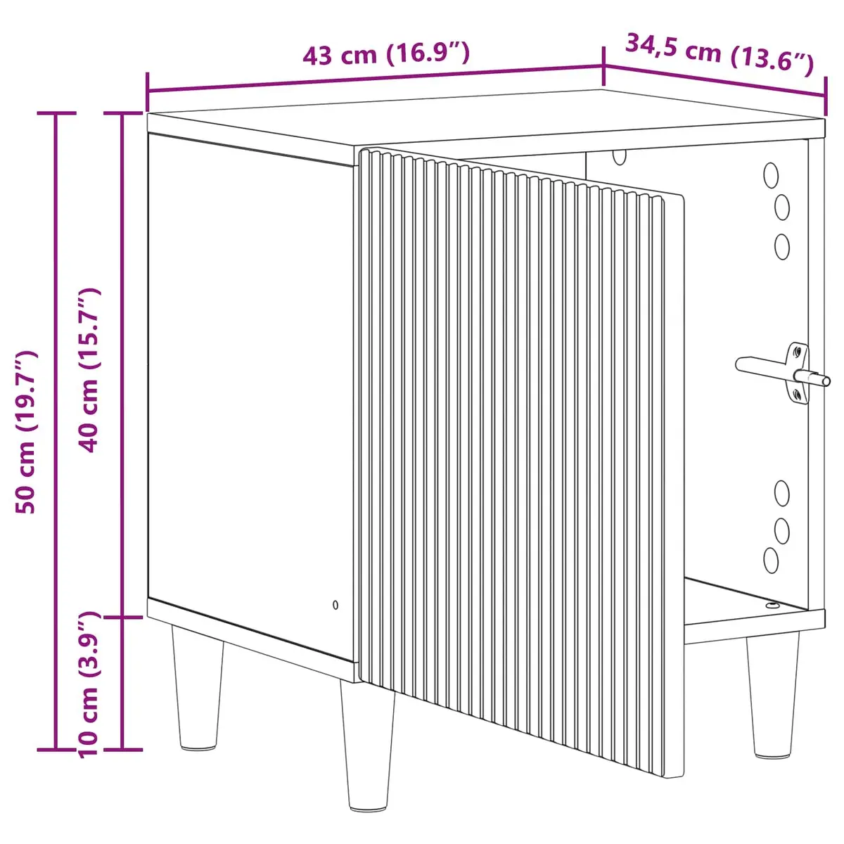 Bedside Cabinet Engineered Wood 43 x 34.5 x 50 cm White
