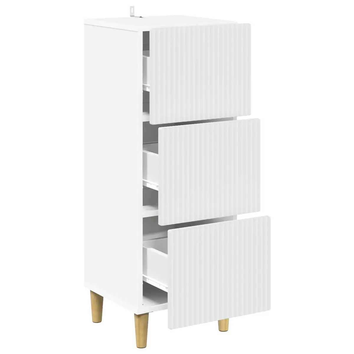 Storage Unit Drawer Cabinet Tapered Legs Engineered Wood White 33x34.5x90cm