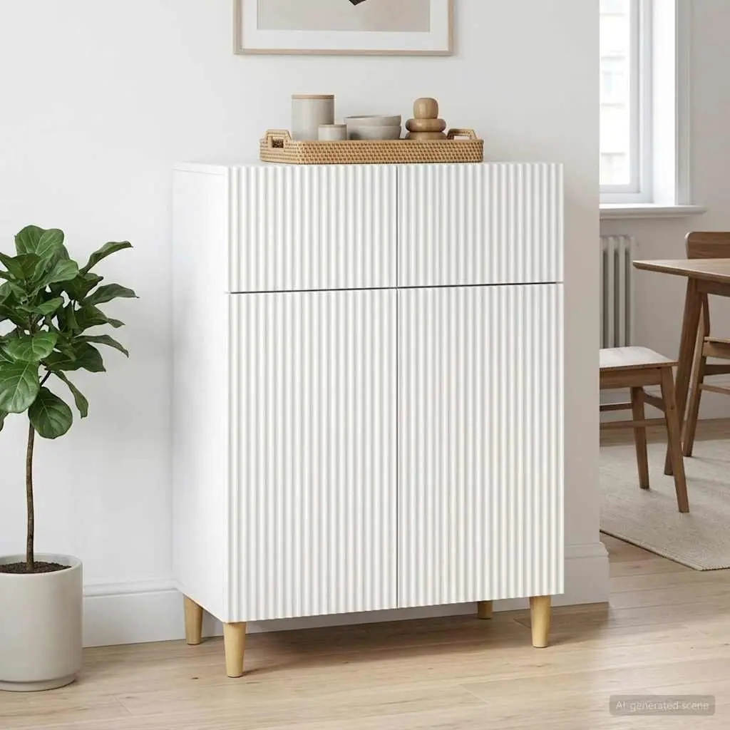 White Sideboard 66x34.5x90cm Modern Storage Cabinet Living Room Furniture