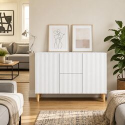 Practical White Sideboard for Living Rooms 89x34.5x60cm