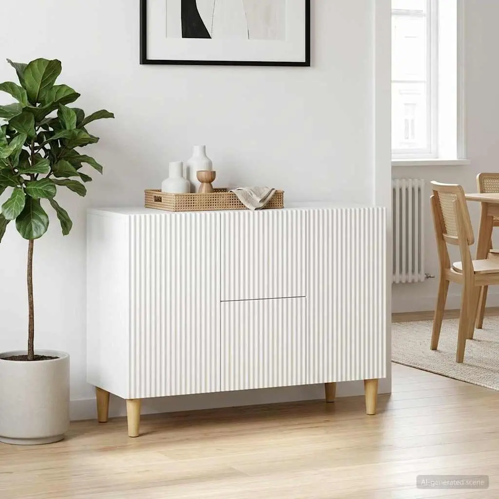 White Sideboard Storage Cabinet Modern Design Living Room Furniture 89x34.5x60cm