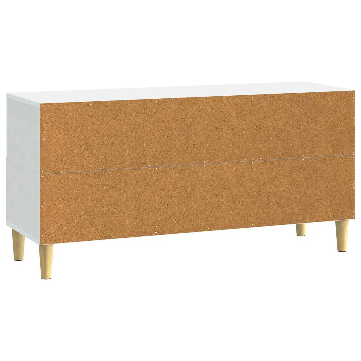 TV Cabinet Engineered Wood 102cm White with Drawer and Brown Tapered Legs
