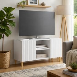 Functional White Media Storage Unit for Any Room