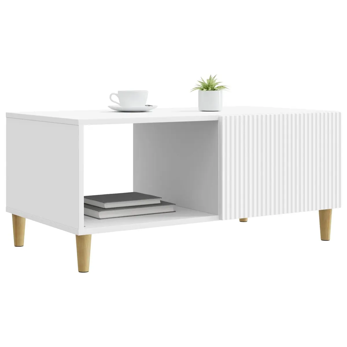 Coffee Table Engineered Wood Vintage Style White 90x50x40cm Storage Living Room