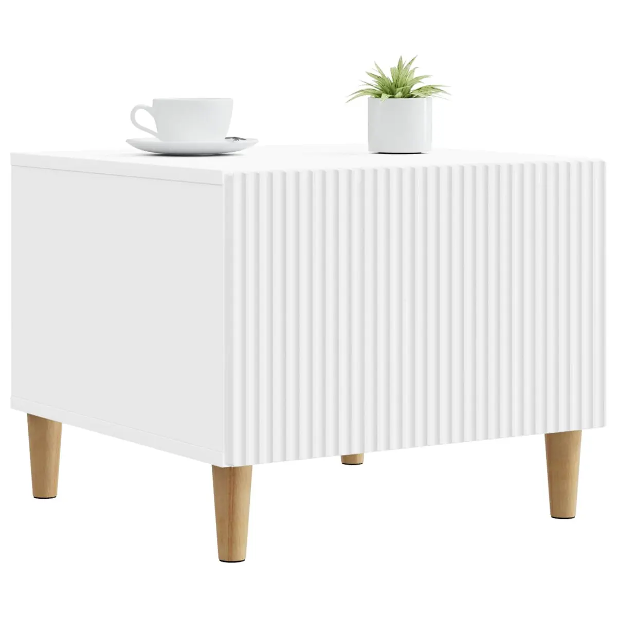 Coffee Table White Engineered Wood Compact Storage Drawer Open Shelf 49x50x40cm