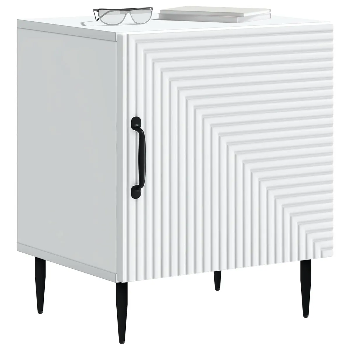 Bedside Table Engineered Wood 43 x 34.5 x 50cm White Modern Nightstand