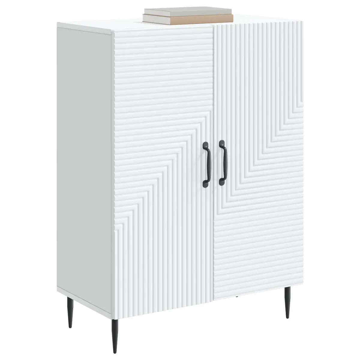 Sideboard Engineered Wood White Modern Storage Cabinet 66 x 34.5 x 89.5 cm