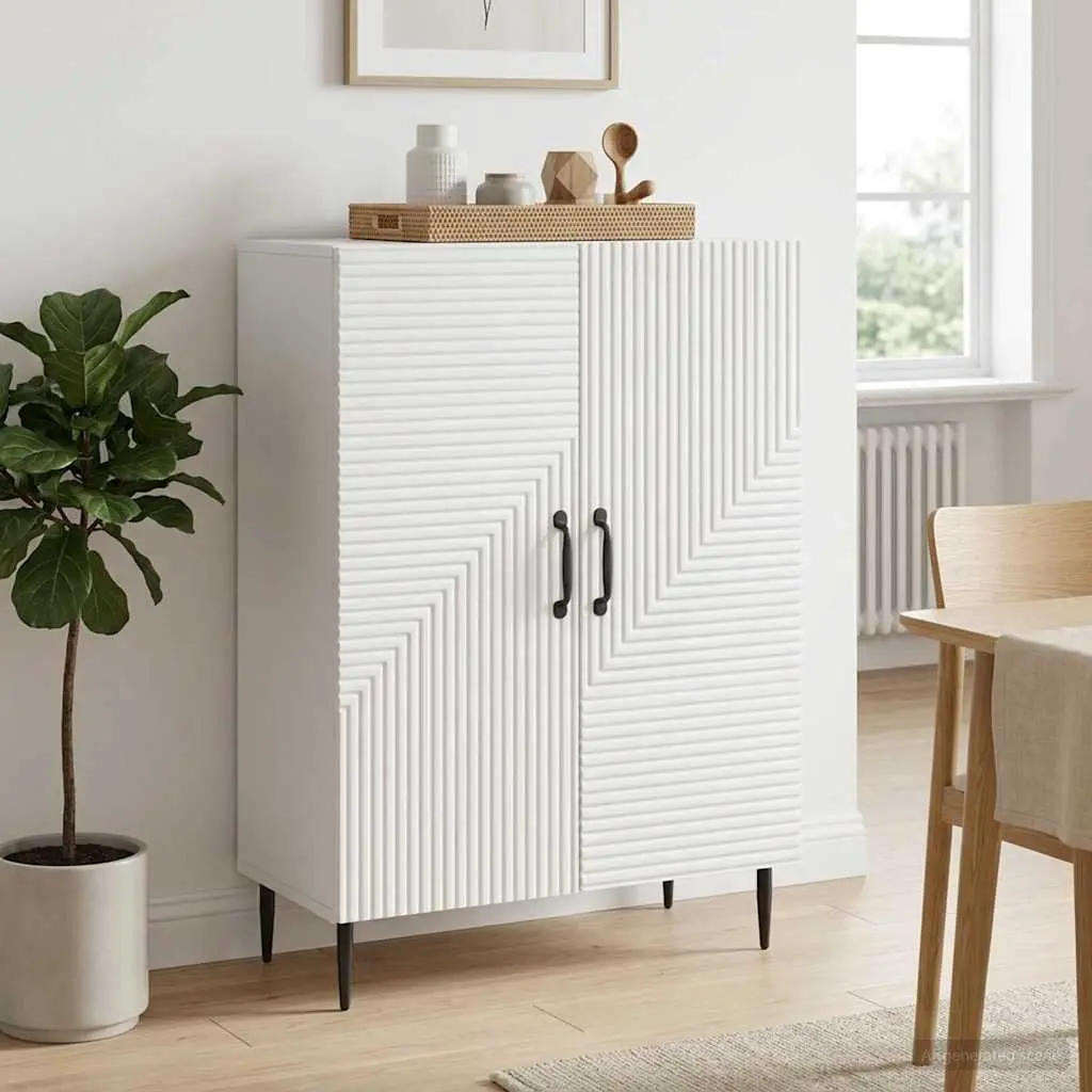 Sideboard Engineered Wood White Modern Storage Cabinet 66 x 34.5 x 89.5 cm