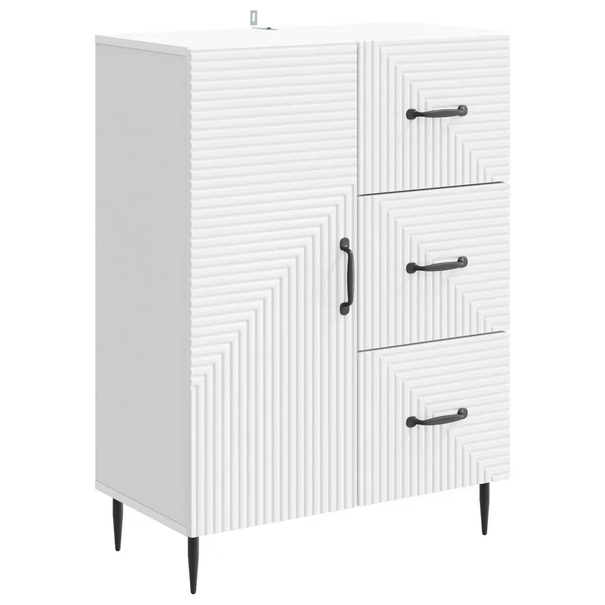 Sideboard Engineered Wood White Modern Storage Cabinet 66 x 34.5 x 89.5 cm