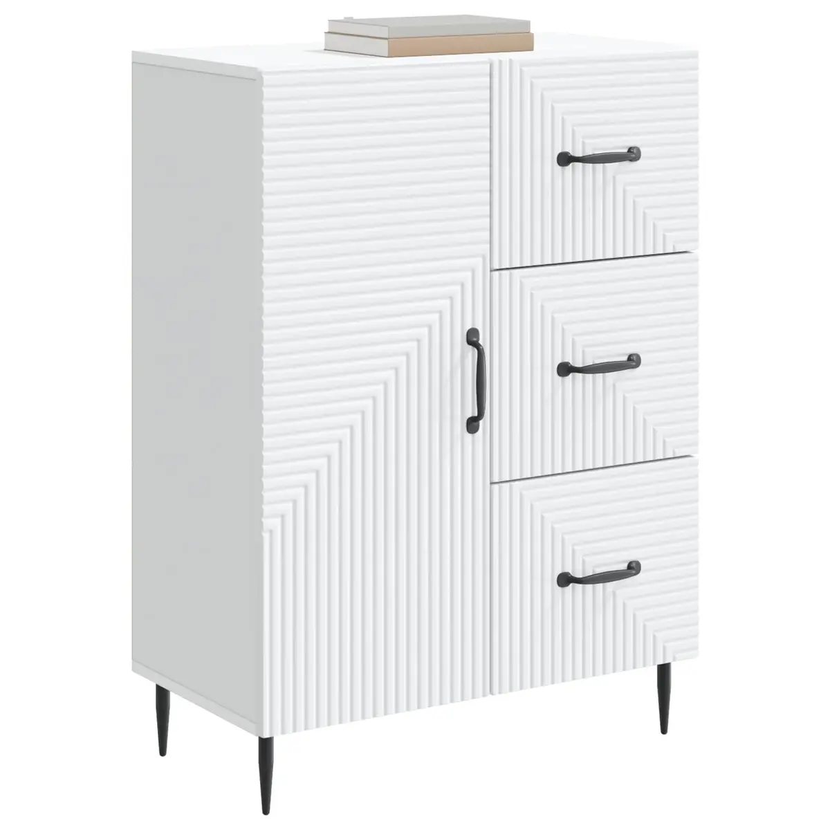 Sideboard Engineered Wood White Modern Storage Cabinet 66 x 34.5 x 89.5 cm
