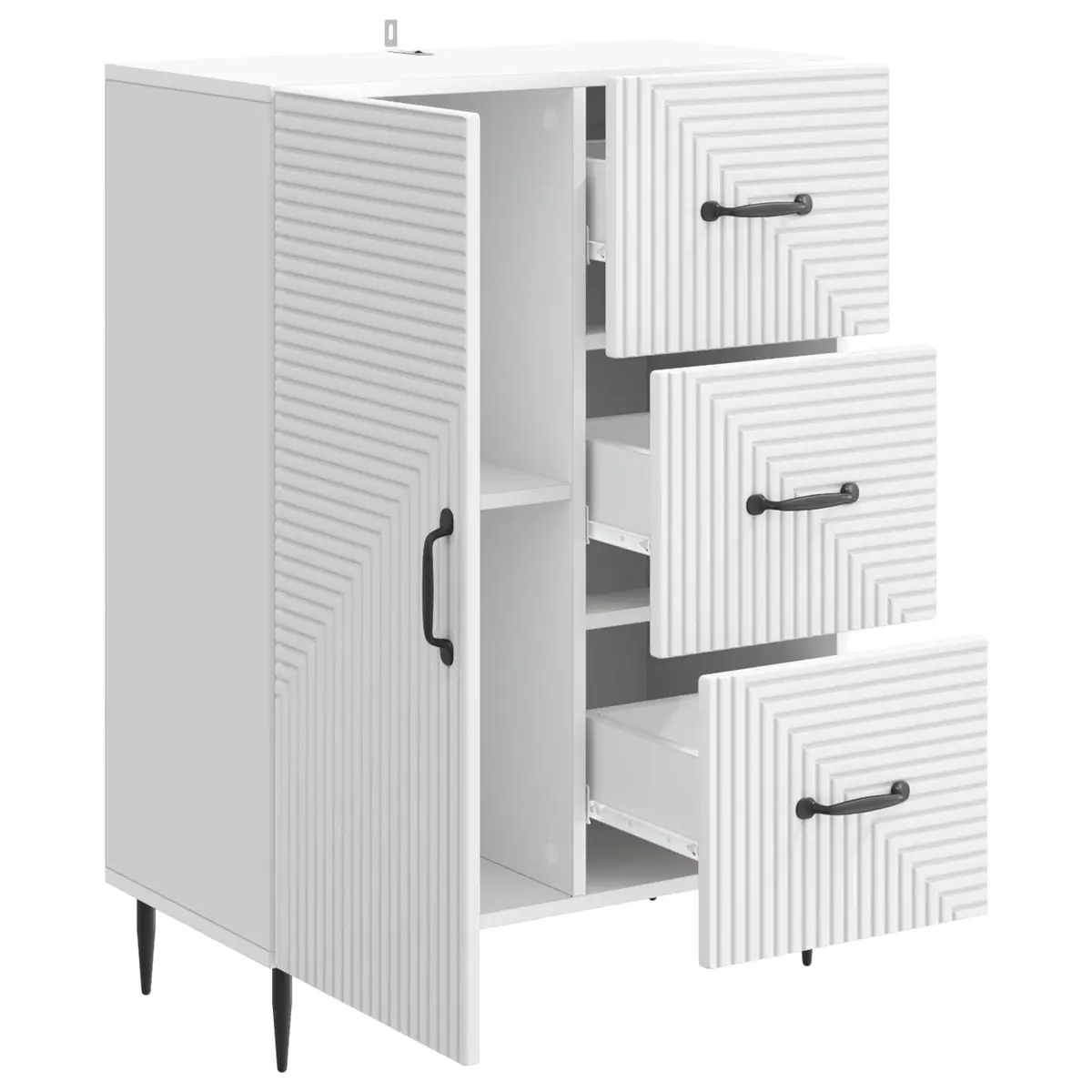 Sideboard Engineered Wood White Modern Storage Cabinet 66 x 34.5 x 89.5 cm