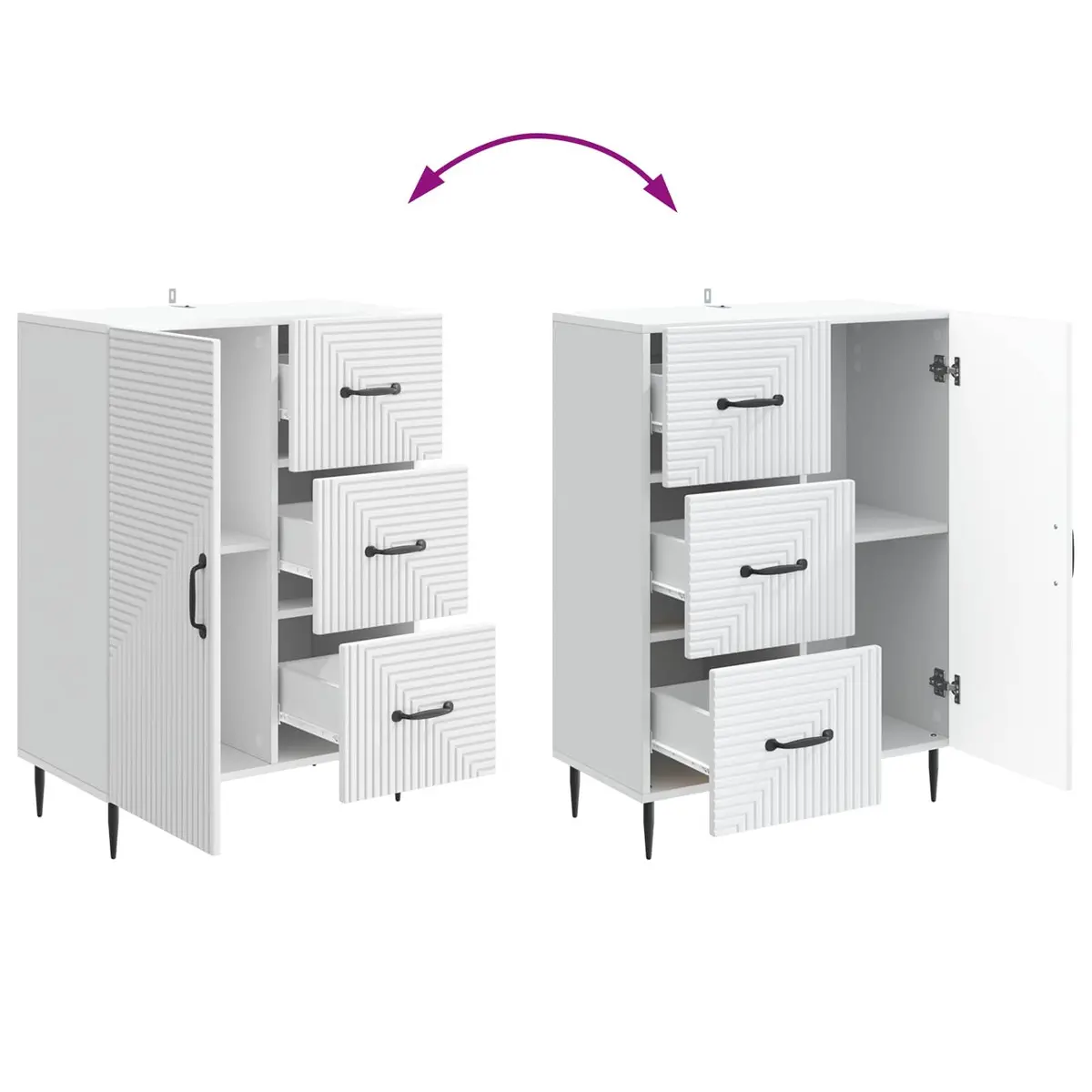 Sideboard Engineered Wood White Modern Storage Cabinet 66 x 34.5 x 89.5 cm