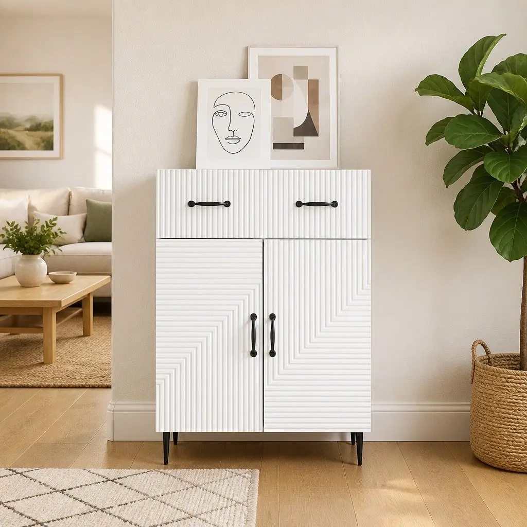 White Sideboard 66 x 34.5 x 89.5 cm for Organized Spaces