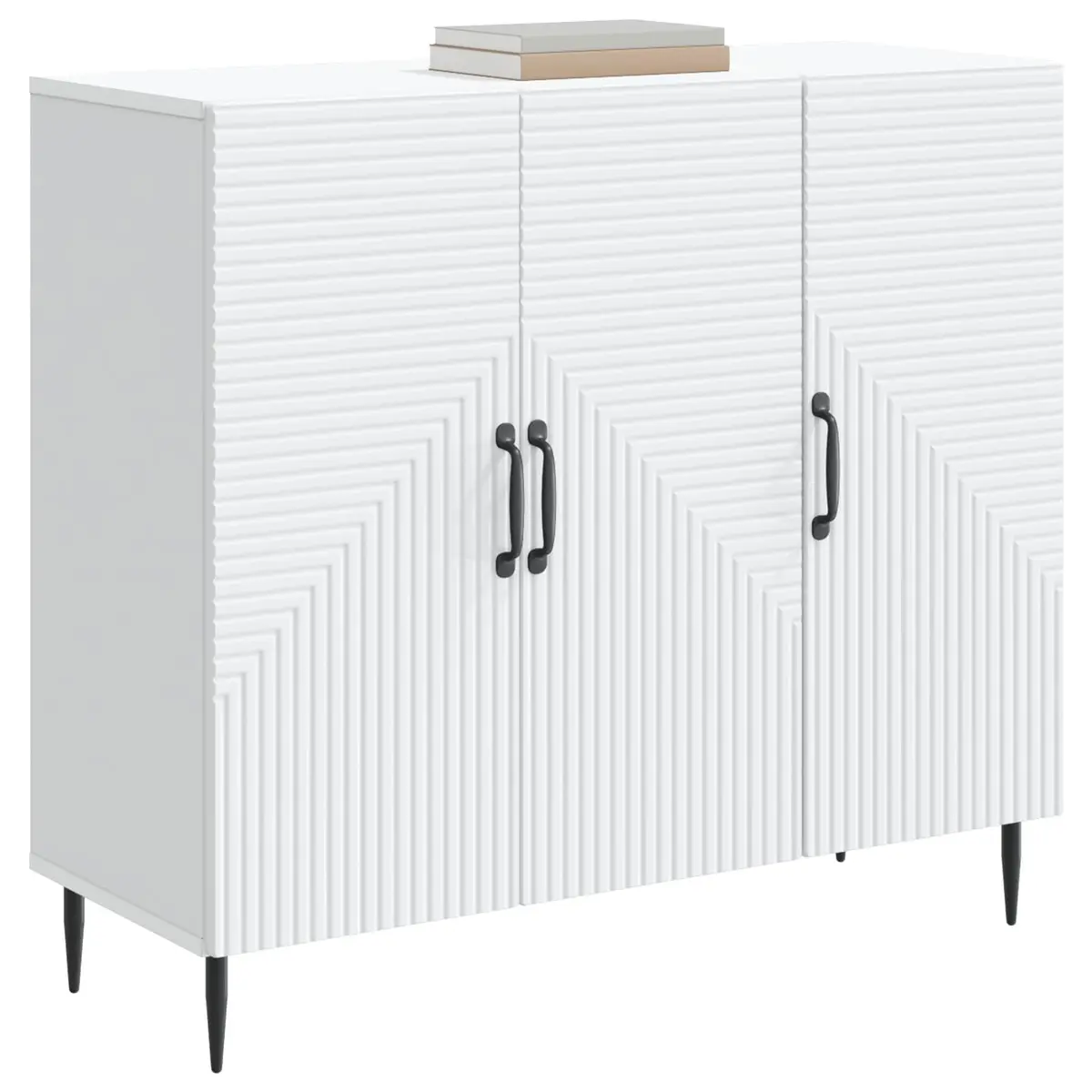 Sideboard White 89 x 34.5 x 80 cm Modern Vintage Engineered Wood Cabinet Storage