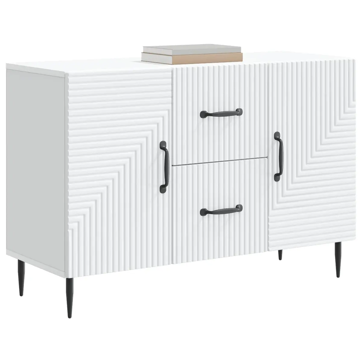 White Sideboard Storage Cabinet Engineered Wood Modern Dining Living Room
