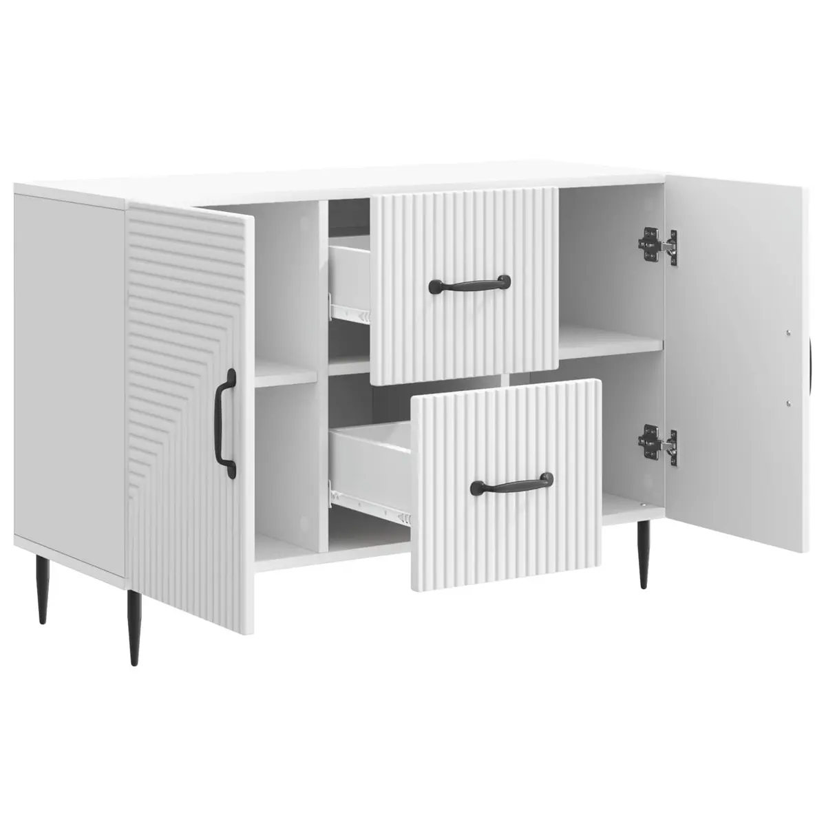 White Sideboard Storage Cabinet Engineered Wood Modern Dining Living Room