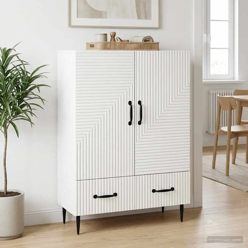 Modern White Sideboard Storage Cabinet Living Room Dining Buffet Engineered Wood