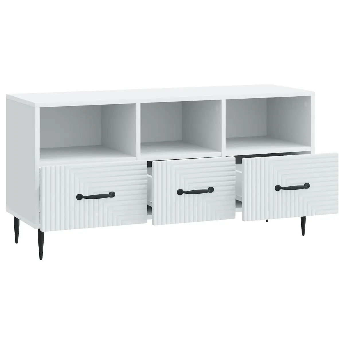 TV Cabinet with Drawer White Engineered Wood Living Room Storage Unit 102cm