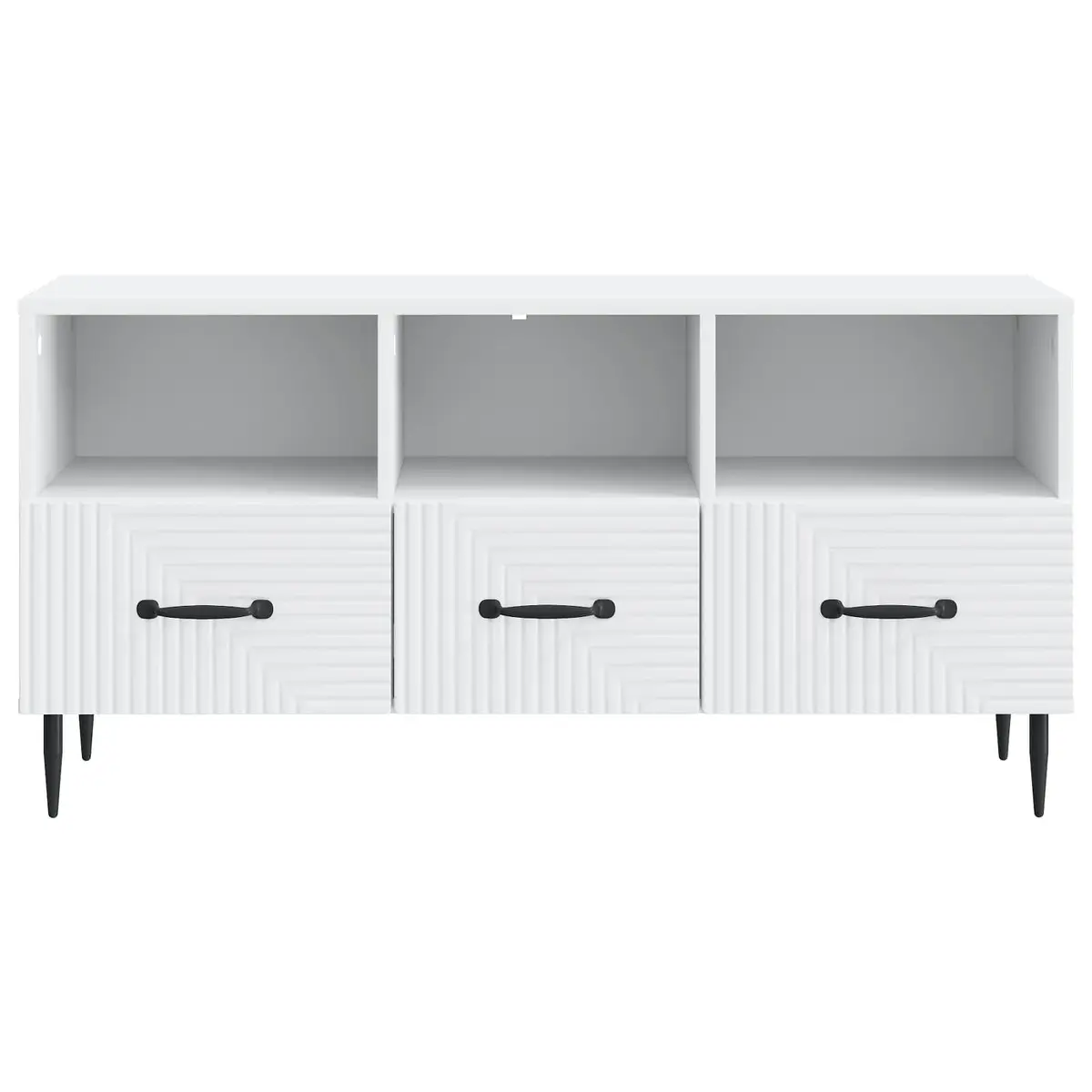 TV Cabinet with Drawer White Engineered Wood Living Room Storage Unit 102cm