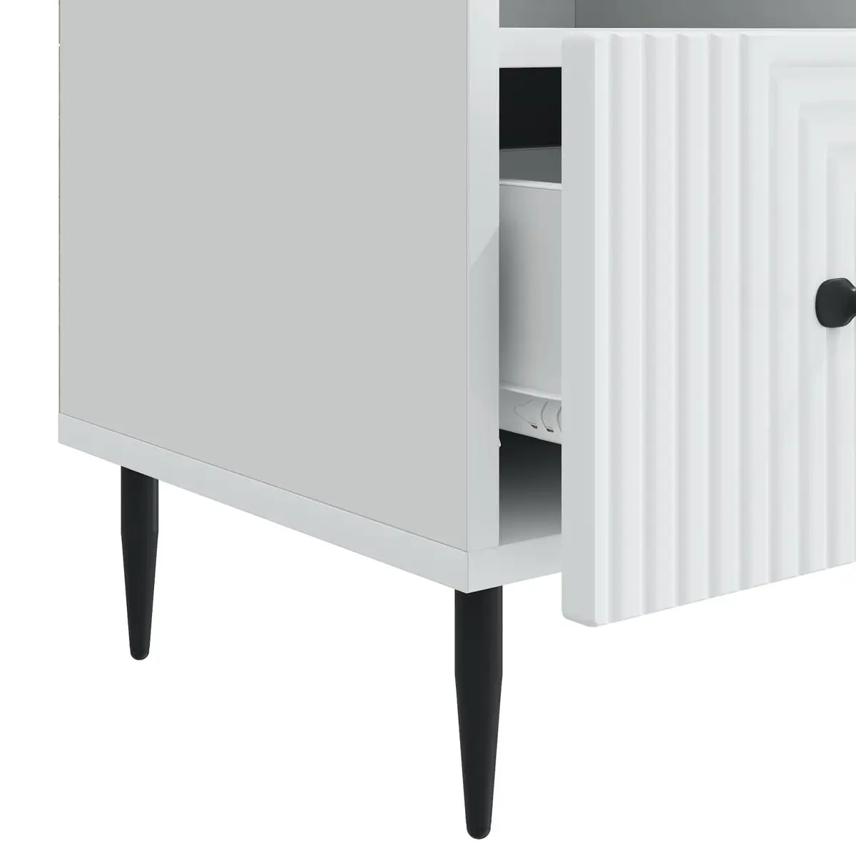 TV Cabinet with Drawer White Engineered Wood Living Room Storage Unit 102cm