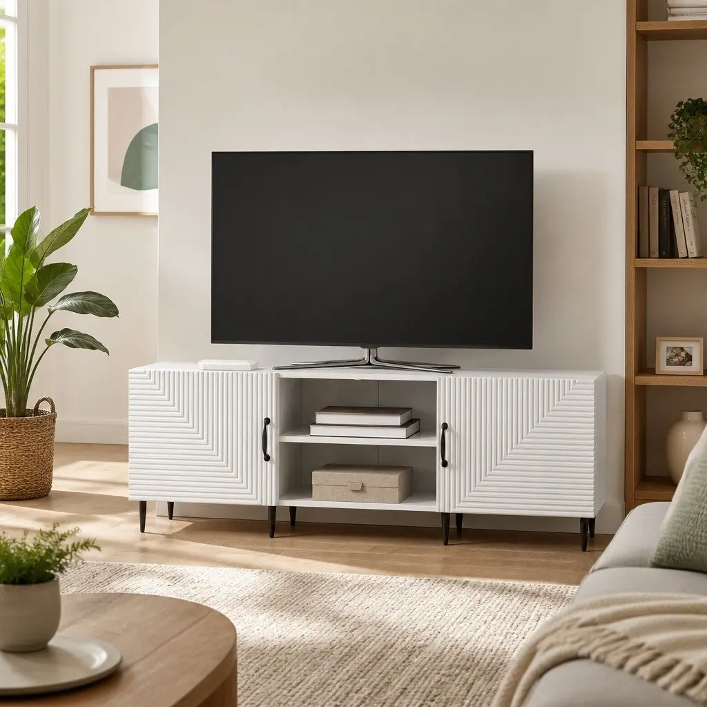TV Cabinet Engineered Wood 150 x 31 x 50 cm White Lowboard Storage Unit